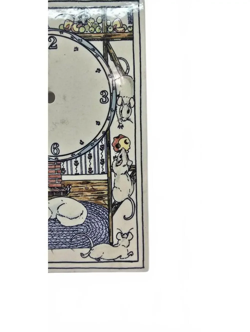 Vintage Santa Barbara Ceramic Design Cat and Mouse Clock Face Tile